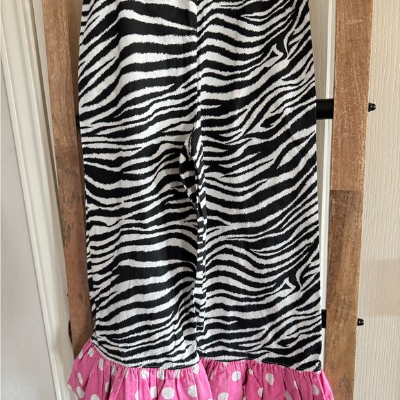 Zebra Print Skirt with Pink Polka Dot Hem - Picture 2 of 2